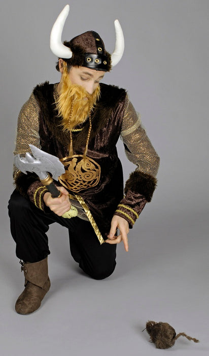 Wikinger "Ragnar" Kostüm mit Fellbesatz für Herren | Braun Gold