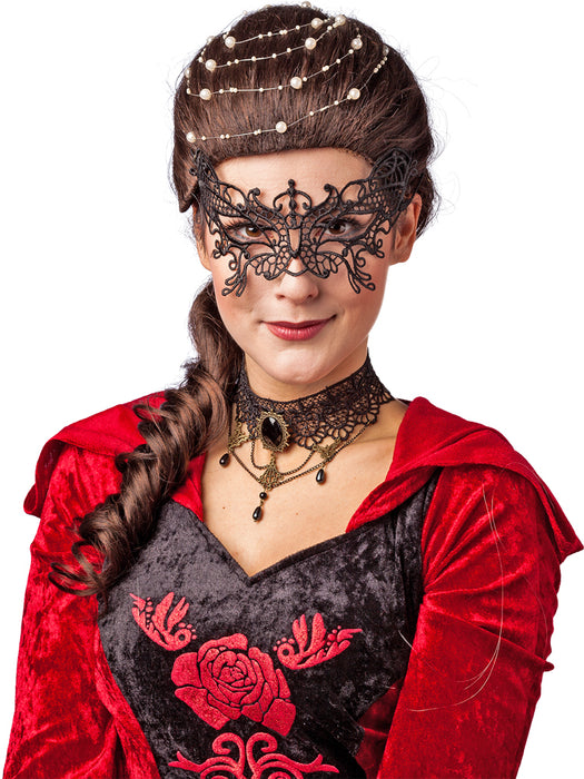 Spitzenmaske Schmetterling - Schwarz