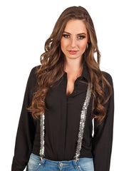 Hosenträger Michel mit Pailletten - Silber