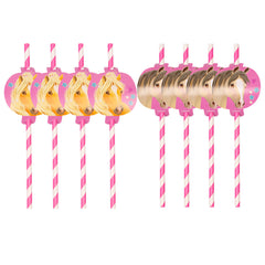 Amscan "Pretty Pony" - 8  Papier Trinkhalme Strohhalme - Pink | Pferdemotiv Kinder Geburtstagsdekora