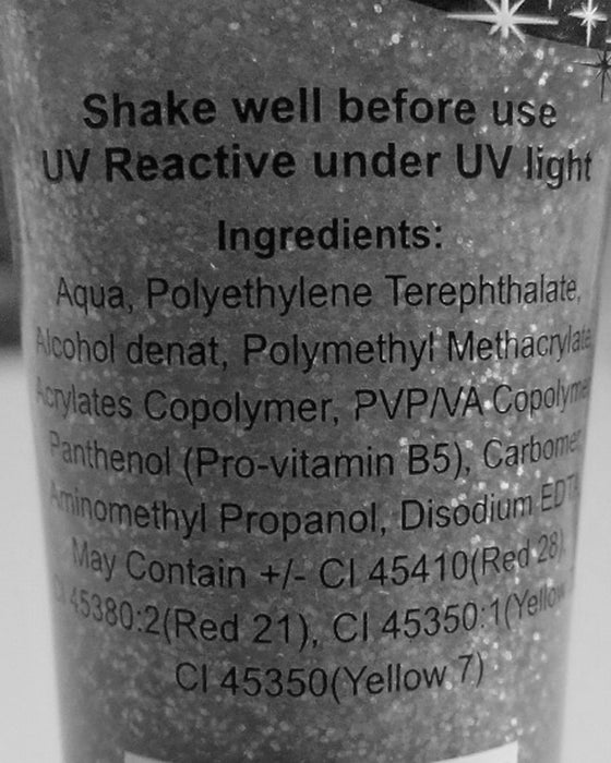 UV Glitter Face & Body Gel Make up Gelb