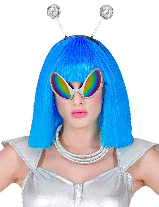 Space Kostüm Set "Alien" - Silber 68598  | Glitzer Haarreif Brille