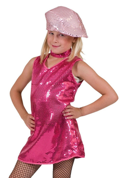 Disco Pailletten Kleid Pink für Mädchen