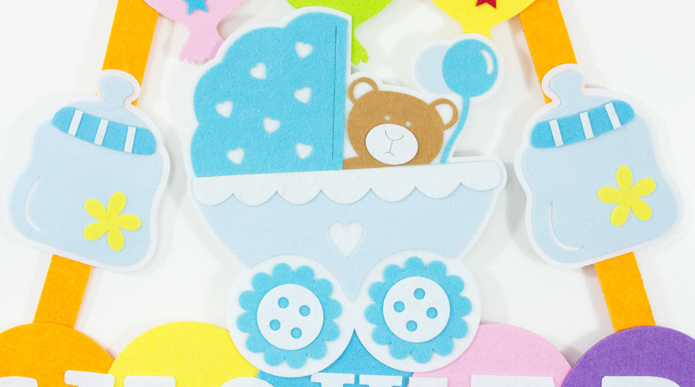 Baby Shower Party Dekoration - XL Wandbild mit Ballons 110 x 56 cm - Blau