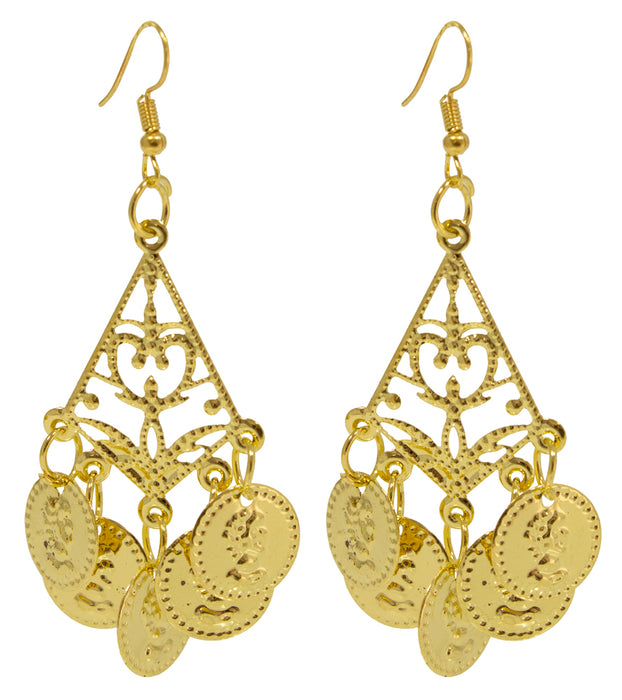 Halskette und Ohrringe mit Münzen - Gold | Schmuck Kostüm Bauchtänzerin Wahrsagerin 465306