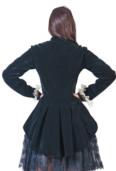 Hochwertige Jacke mit Rüschen - Schwarz Weiß - Gr. 36 38