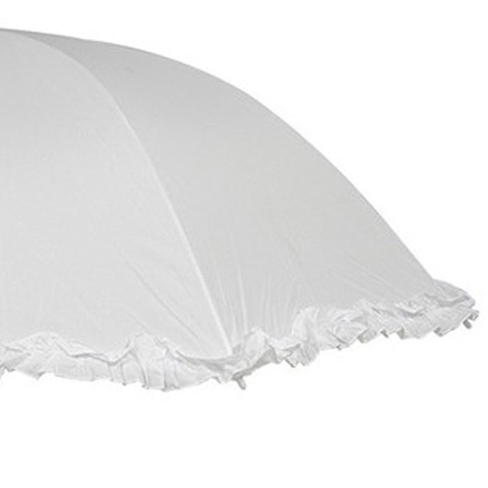 Schirm mit Rüschen Ø 120 cm - Weiß | Regenschirm Sonnenschirm Hochzeit Party