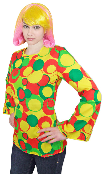 Hippie Shirt Daffy - Buntes Retro Clown Oberteil für Damen