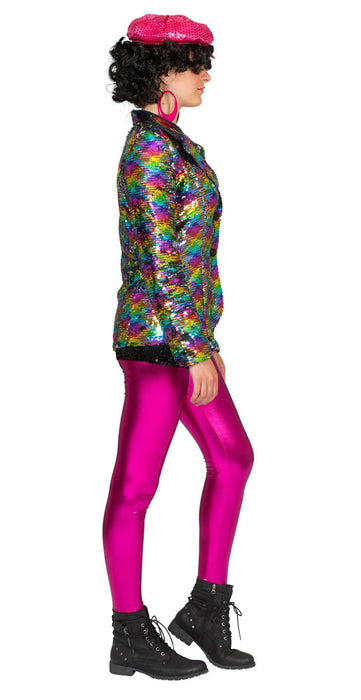 Rainbow Glitzer Pailletten Jacke für Damen - Mehrfarbig