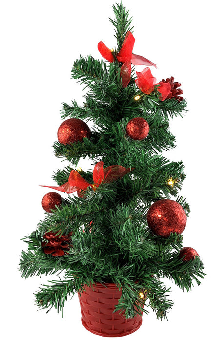 Geschmückter Weihnachtsbaum mit 20er LED Lichterkette - 50cm | 20259 - Rot