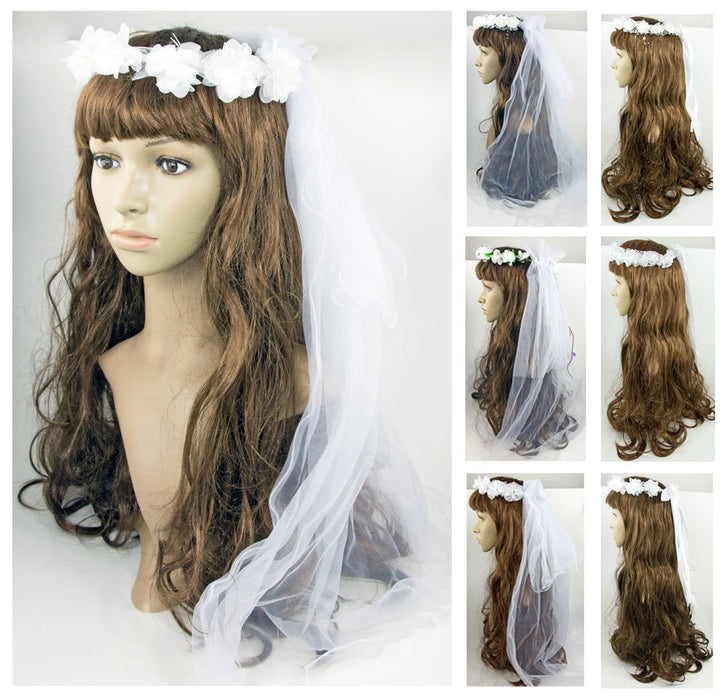 Brautschleier Haarkränze mit Blumen - Weiß