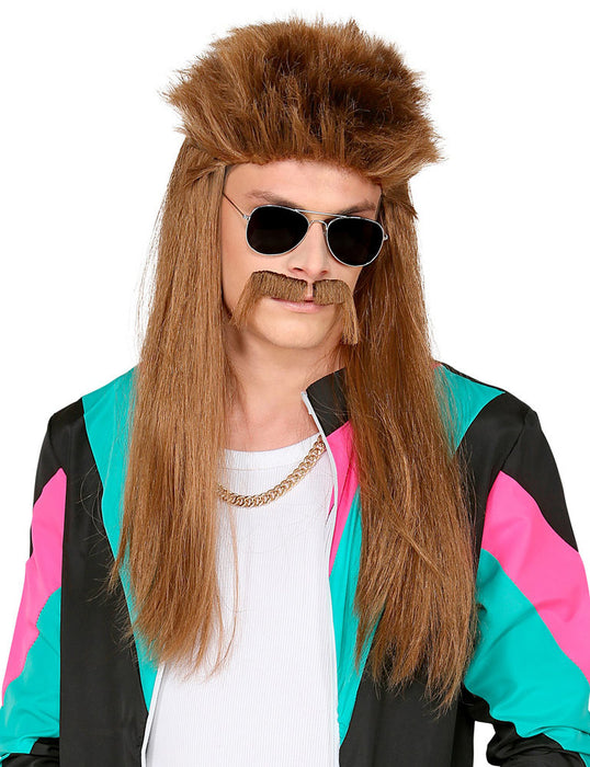 80er Jahre Perücke "Redneck" mit Schnurrbart | Rotbraun