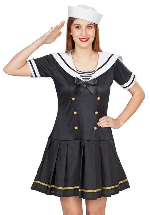 Matrosin Navy Girl Kostüm Svea für Damen - Schwarz Weiß