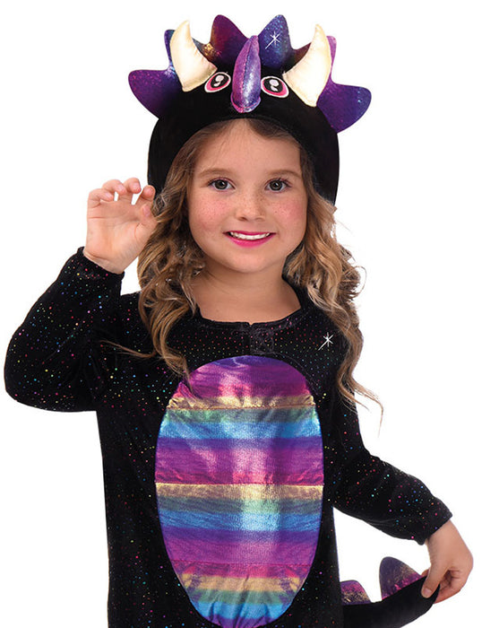 Dinosaurier Kostüm "Dazzling Dino" für Mädchen - Schwarz Pink | Kinderkostüm