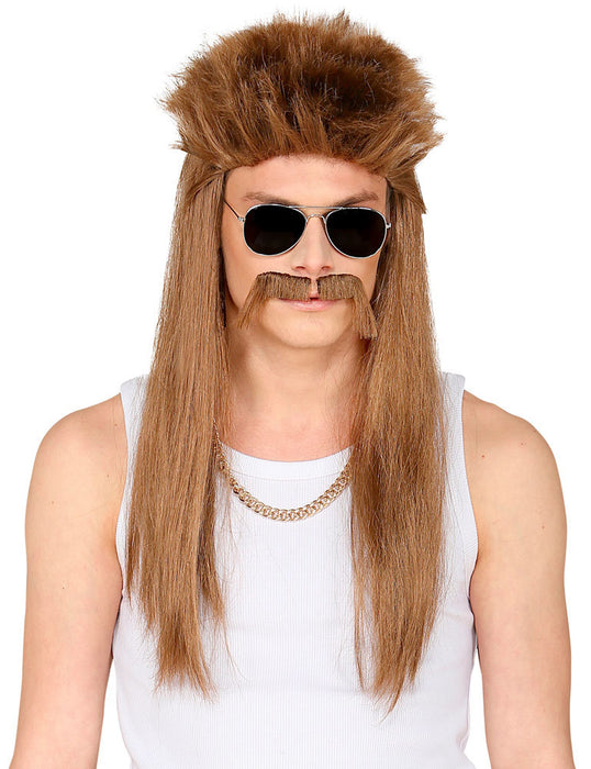 80er Jahre Perücke "Redneck" mit Schnurrbart | Rotbraun