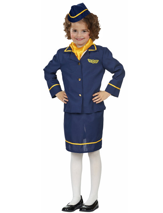 Stewardess Kostüm für Mädchen 4-tlg.