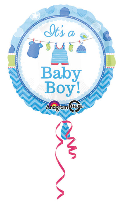 ABC18 Folienballon "It's a Baby Boy" Rund Blau | Ø 43 cm