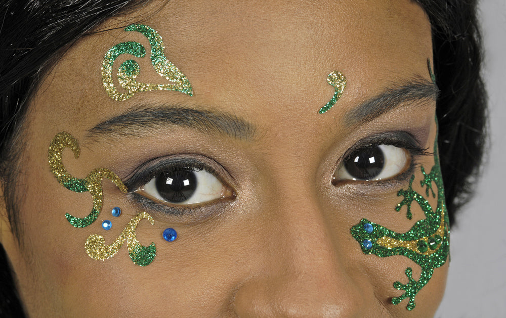 Face Art Decor Glitzer Tattoo Sticker Gecko