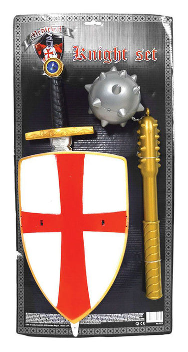 Ritter Set - Schild, Schwert und Morgenstern Rot