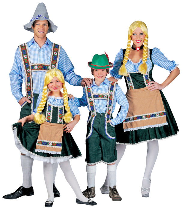 Dirndl Kostümkleid für Mädchen mit Schürze - Blau Grün