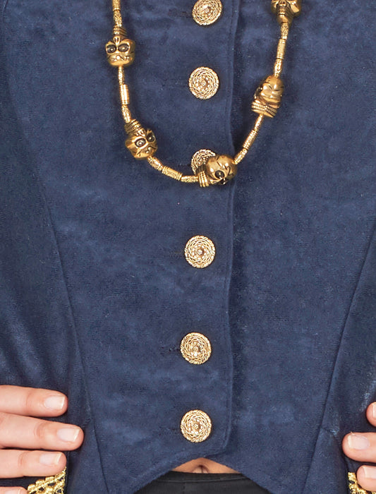 Piraten Mantel für Damen - Dunkelblau / Gold
