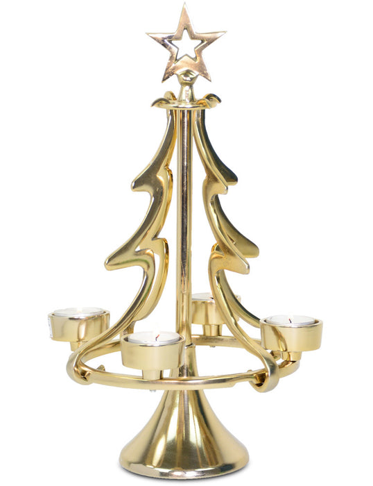Weihnachtsdekoration Kerzenhalter Weihnachtsbaum Christbaum | Silber / Gold - Adventskranz Teelichter