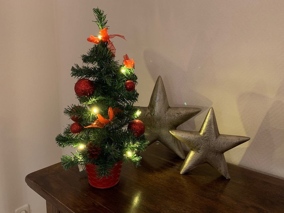 Geschmückter Weihnachtsbaum mit 20er LED Lichterkette - 50cm | 20259 - Rot