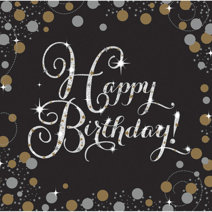 Amscan "Sparkling Celebration" Schwarz / Gold | Happy Birthday Geburtstag Partydekoration
