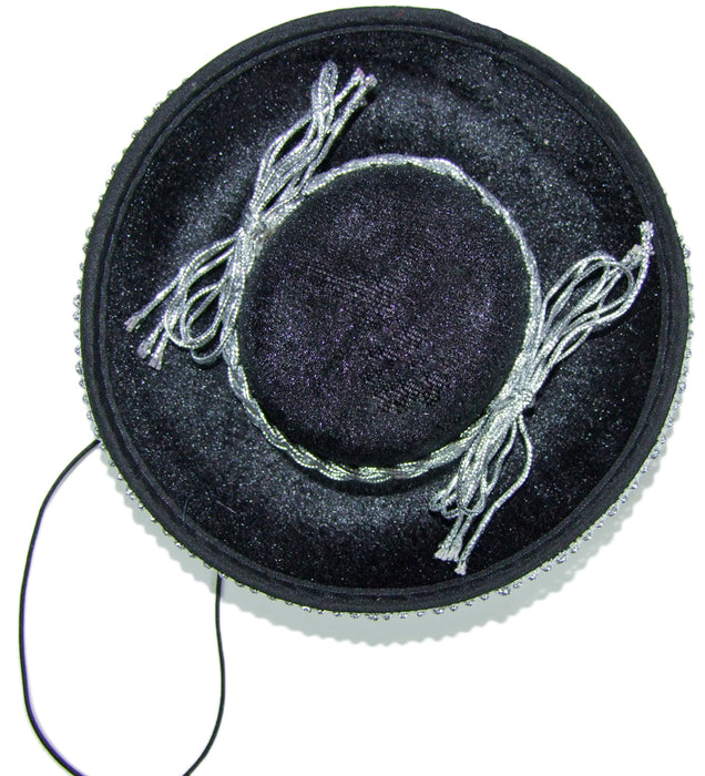 Mini Sombrero zum Mexikanerin Kostüm | Schwarz Silber