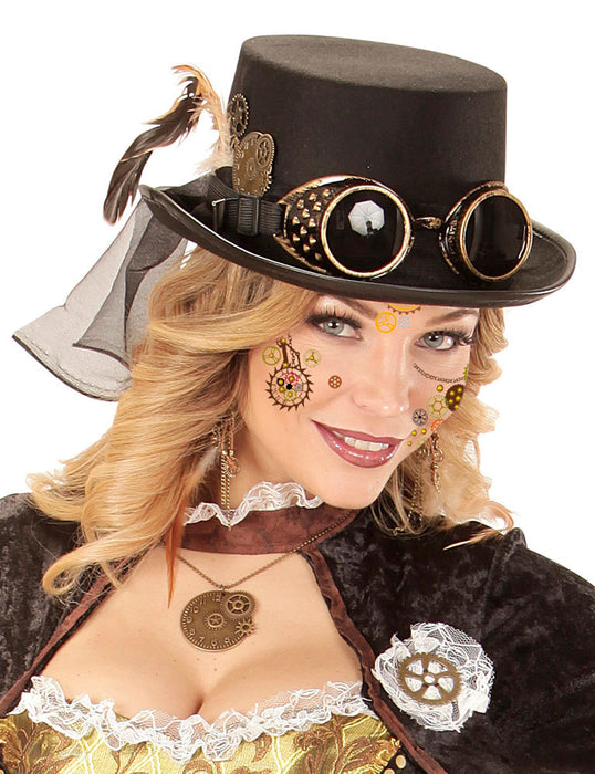 Face Art Decor Glitzer Tattoo Sticker - Steampunk | Gesichtssticker zum Kostüm