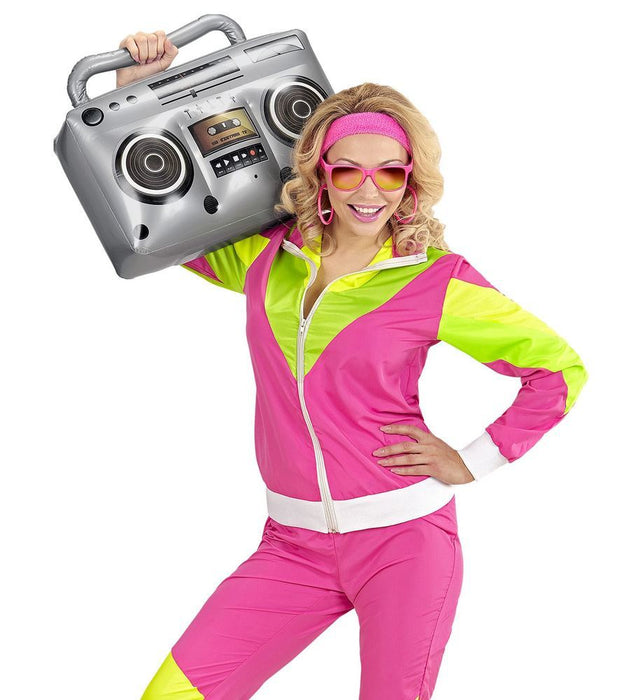 Aufblasbares Radio zum Hip Hop 80er Jahre Kostüm - Silbergrau 50 cm
