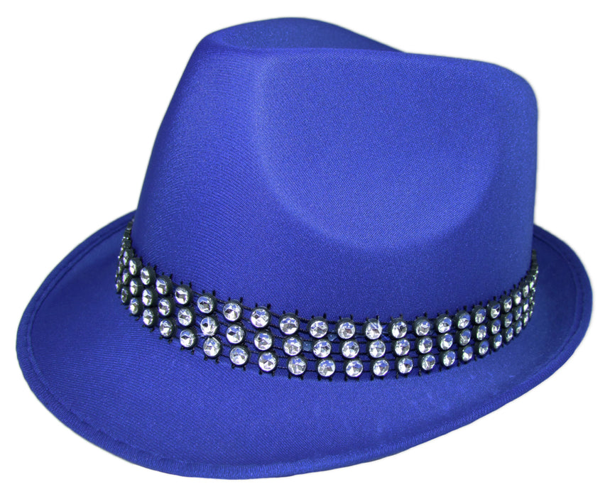 Disco Party Hut Trilby Kristall Blau