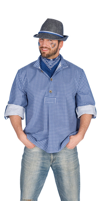 Trachtenhemd  blau weiss kariert