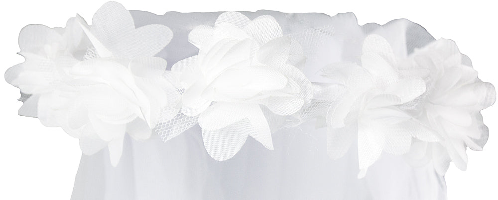 Brautschleier Haarkranz Ariane mit Blüten - Weiß