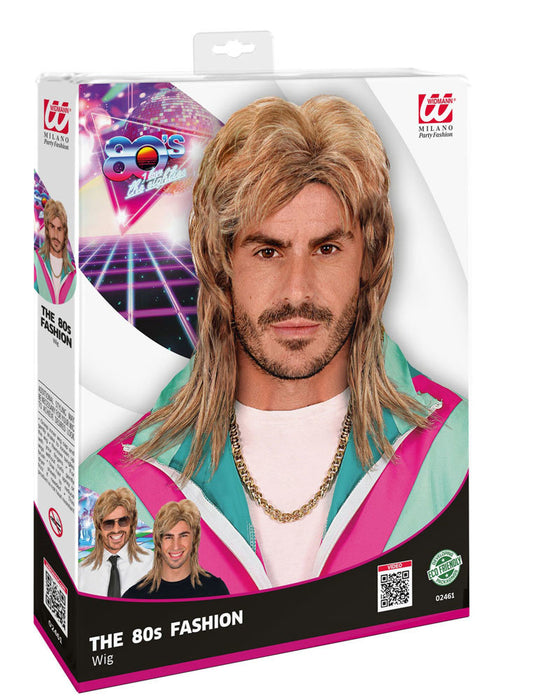 80er Jahre Rockstar Vokuhila Perücke | Dunkelblond