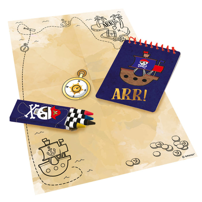 Amscan "Pirates Map" - Piraten Partyspiel 24-tlg. mit Schatzkarten - 9909925 | Kinder Geburtstag Par