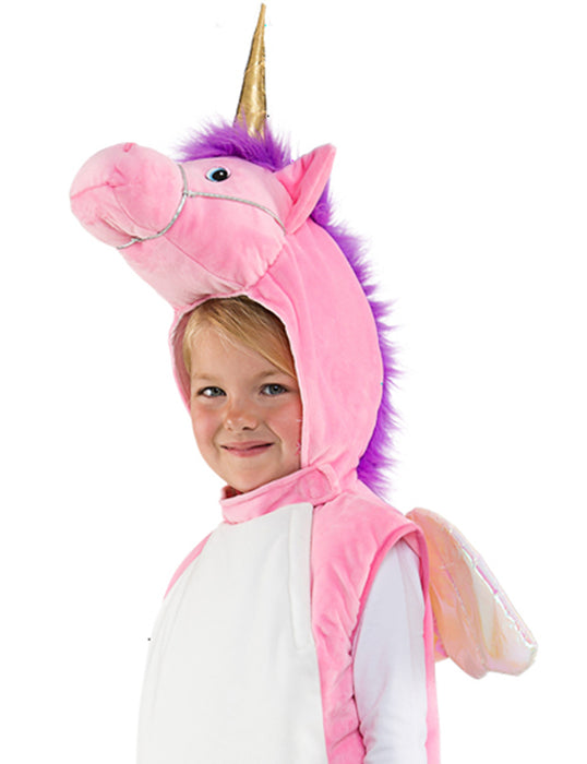 Einhorn Kostüm Weste für Kinder - Gr. 104 - Weiß Rosa | Kleinkind Faschingskostüm