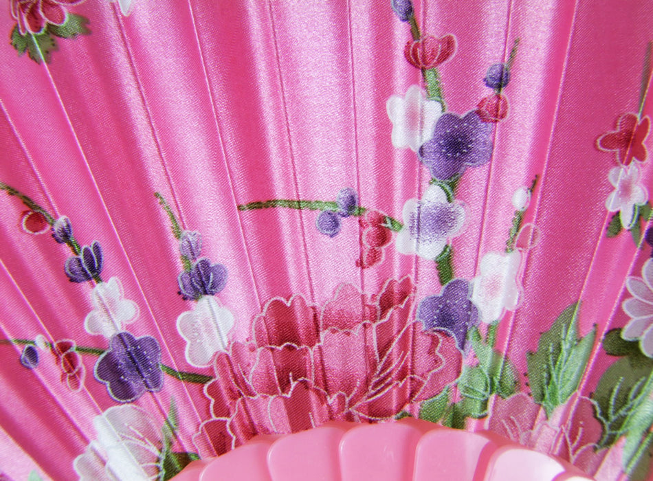 Romantischer Fächer mit Blumendruck | Rosa