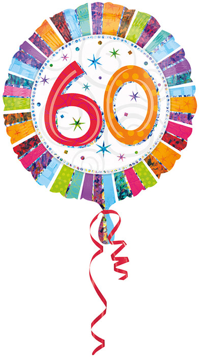 "60" Radiant Birthday Folienballon 45 cm - Bunt