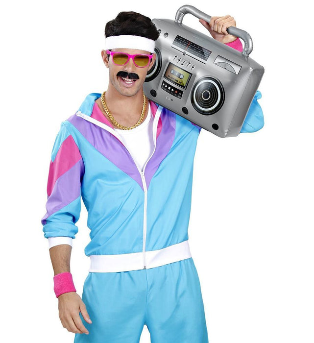 Aufblasbares Radio zum Hip Hop 80er Jahre Kostüm - Silbergrau 50 cm