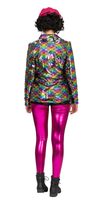 Rainbow Glitzer Pailletten Jacke für Damen - Mehrfarbig
