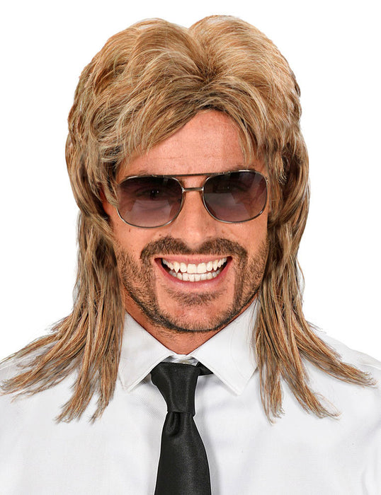 80er Jahre Rockstar Vokuhila Perücke | Dunkelblond