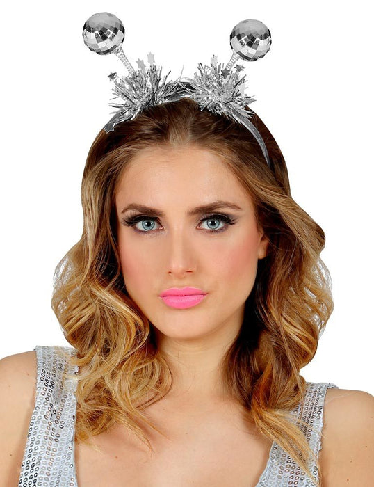 Haarreif mit Discokugeln | Silber Glitzer