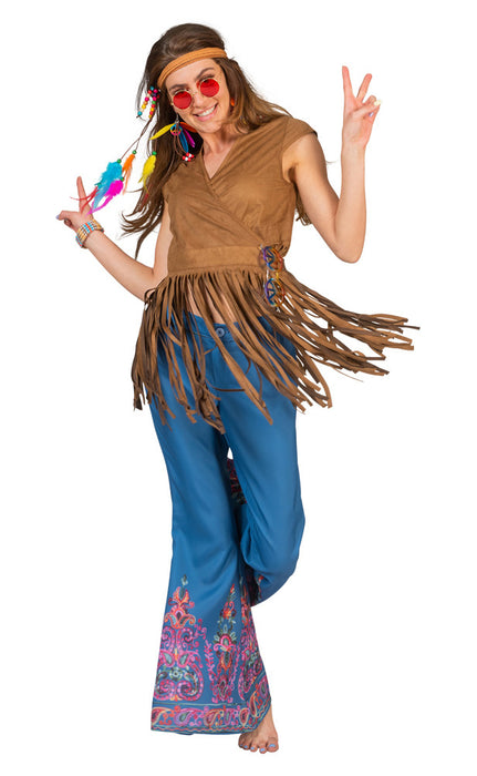 Hippie Fransen Wickeltop "Lea" im Wildleder Look für Damen | Braun