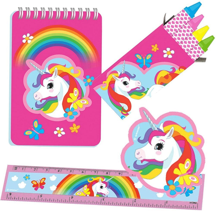 "Regenbogen Einhorn" Partydekoration - Schreibset für Kindergeburtstag 20-teilig