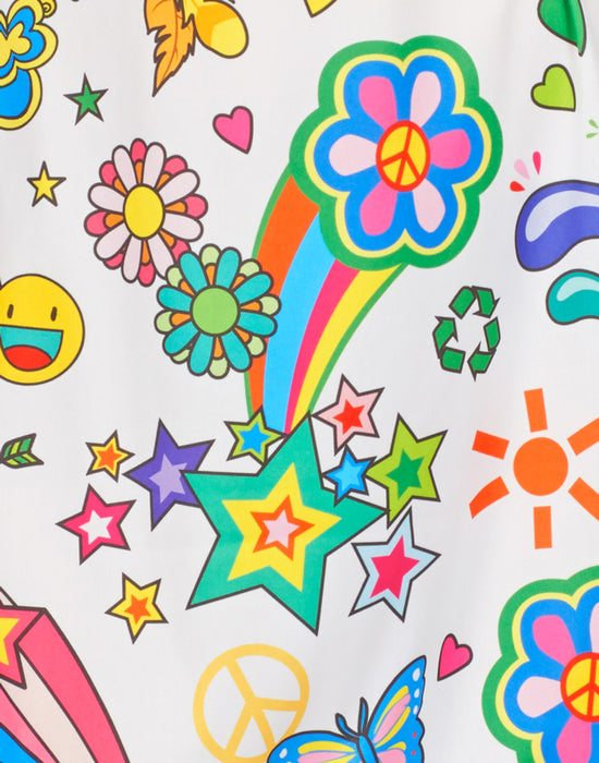 Hippie Flower Power Damen Kostüm "Hope" | Weiß Bunt
