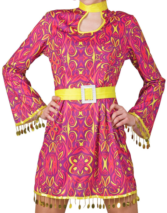 Hippie Girl Patsy Kostüm für Damen - Pink Gelb