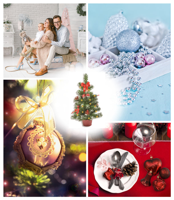 Geschmückter Weihnachtsbaum mit 20er LED Lichterkette - 50cm | 20259 - Rot