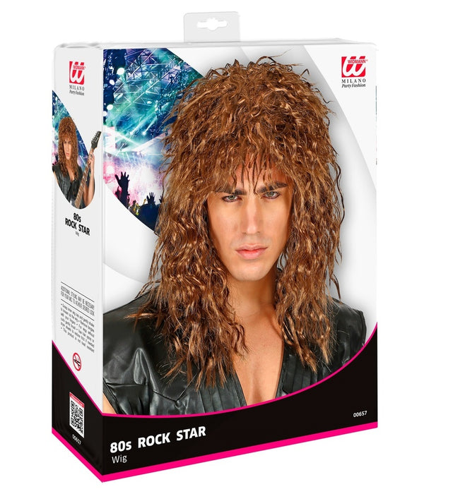 80er Jahre Rockstar Locken Perücke für Herren - Rotbraun