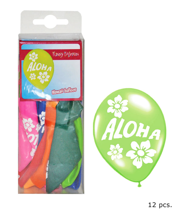 Aloha Hawaii Party Artikel zur Dekoration - 12 bunte Luftballons